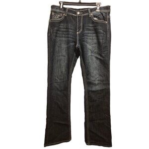 Women's Love Indigo Blue Denim Embellished Bootcut Jeans Size 12